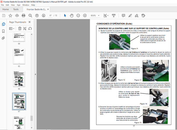 Frontier Bedknife Grinder BG1000 Operator’s Manual(5NTBG1007903) – PDF DOWNLOAD