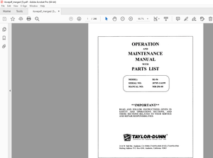 Taylor-Dunn B2-56 Operation &amp; Maintenance Parts Manual S.NO 30705-114199 - PDF DOWNLOAD
