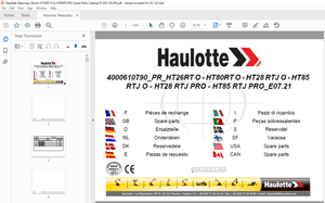 Haulotte Forklift PR_HT26RT O – HT80RT O HT28 RTJ O – HT85 RTJ O – HT28 RTJ PRO – Spare Parts Manual