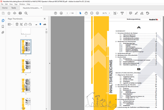 Haulotte Forklift HA20 LE HA20 LE PRO HA61 LE HA61 LE PRO Bedienungsanleitung PDF