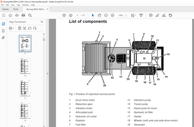 Bomag BW 216 D-3, BW 216 DH-3 PDH-3 BW 219 DH-3 PDH-3, BW 225 D-3 PD-3 Service Training Manual PDF