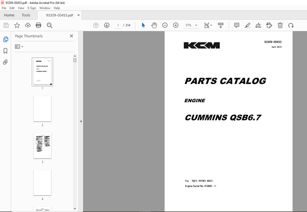 KCM CUMMINS QSB6.7 ENGINE For 7027,70TM7,8027 Parts Manual - PDF DOWNLOAD