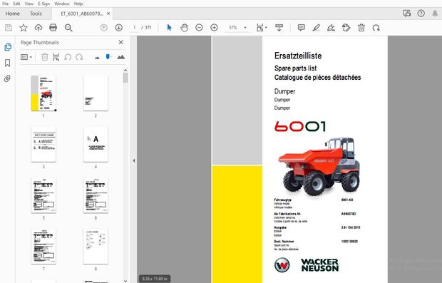 WACKER NEUSON 6001 DUMPER PARTS MANUAL 1000130920 - PDF DOWNLOAD