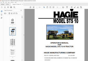 Hagie Hi-Tractor STS 10 Operator’s Manual 493357 – PDF DOWNLOAD