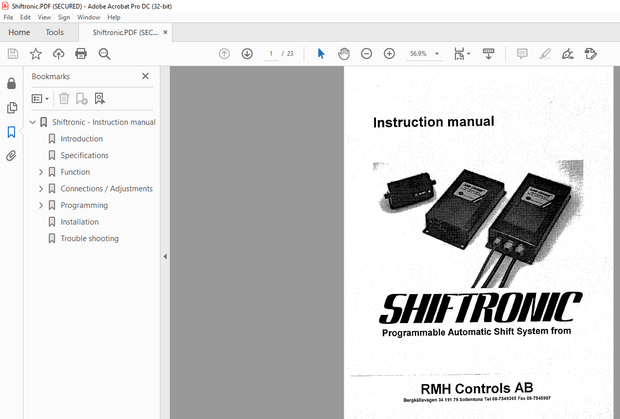 Fantuzzi Reggiane Shiftronic RMH Controls AB Instruction manual – PDF DOWNLOAD