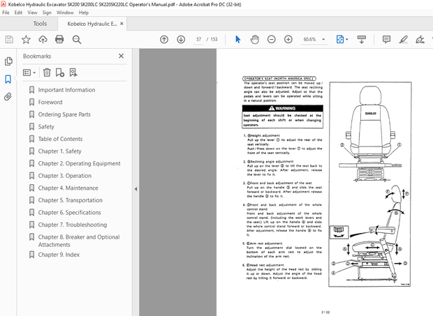 Kobelco SK200 SK200LC SK220 SK220LC Hydraulic Excavator Operator’s Manual – PDF DOWNLOAD