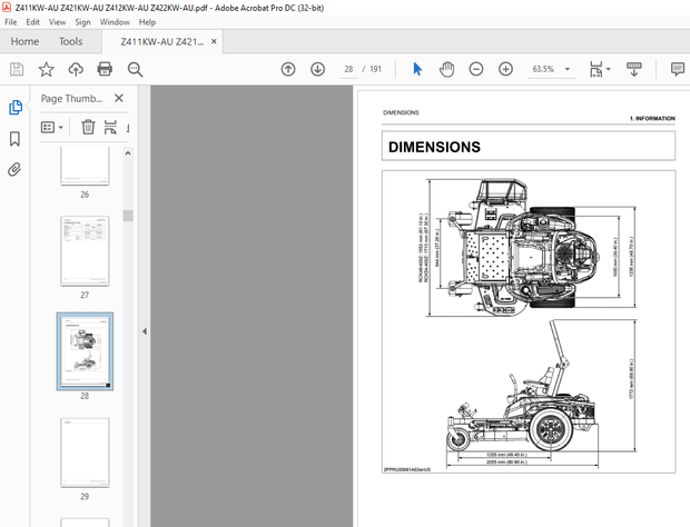 Kubota Z411KW-AU Z421KW-AU Z412KW-AU Z422KW-AU Workshop Manual – PDF DOWNLOAD