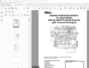 Yale Forklift E177 (GLPGDP 202530 RFTF Europe) HAXA Engine Service Manual PDF