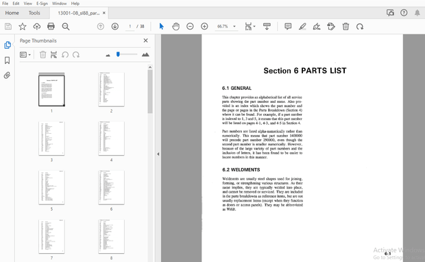 Drexel SL88 Swingmast lift Truck Parts Manual 13001-08 ( Section 6 ) – PDF DOWNLOAD
