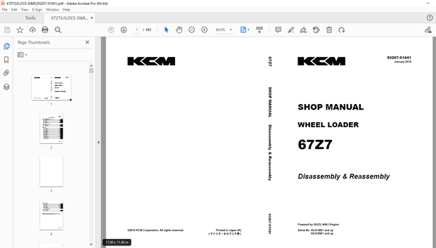 KCM 67Z7 Wheel Loader(Disassembly &amp; Reassembly) ISUZU 4HK1 Engine Shop Manual - PDF DOWNLOAD