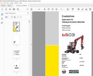 Wacker Neuson 6503 Mobile Excavator Parts Manual 1000158616 - PDF DOWNLOAD 