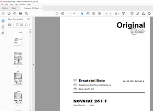 Pottinger Tractor Mower NOVACAT 261 F Operating instructions List of spare parts Manual – PDF 