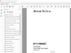 ZF-TRONIC 10 AS 2301 12 AS 2301 16 AS 2601 Repair Manual 1327 751 102 - PDF DOWNLOAD