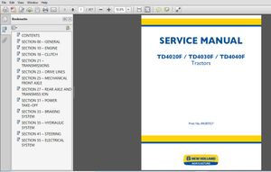 New Holland TD4020F TD4030F TD4040F Tractors Service Repair Manual (84285927)