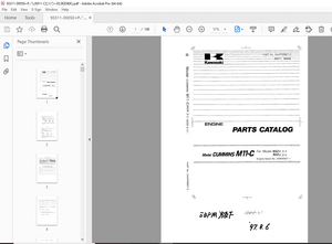 Kawasaki Cummins M11-C For 85ZIV 85ZIV-2 90ZIV 90ZIV-2 Engine Parts Manual - PDF DOWNLOAD
