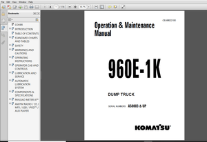 Komatsu 960E-1K Dump Truck Operation &amp; Maintenance Manual Serial NumberA50003 &amp;UP PDF DOWNLOAD
