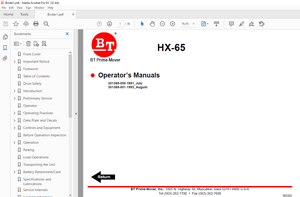 BT Forklift HX-65 HX 65 ELECTRIC PALLET TRUCK OPERATOR’S MANUAL – PDF DOWNLOAD