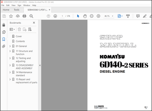 Komatsu 6D140-2 Series Diesel Engine Shop Manual SEBM008613 – PDF DOWNLOAD