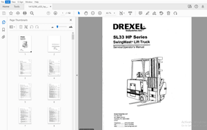 Drexel SL33 HP Series SwingMast Lift Truck Service/Operator’s Manual 1415295 – PDF DOWNLOAD