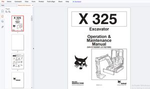 Bobcat X325 Excavator Operation &amp; Maintenance Manual (SN 511820001-511821999) - PDF DOWNLOAD