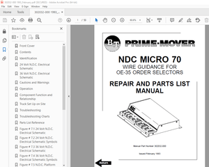 BT-Prime Mover NDC Micro 70 OE-35 Order Selector Repair &amp; Parts Manual - PDF DOWNLOAD