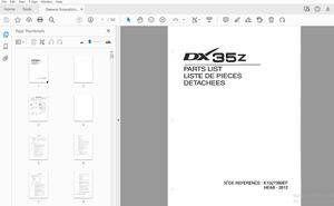 Daewoo Excavators DX 35 Z Parts Manual K1027389EF – PDF