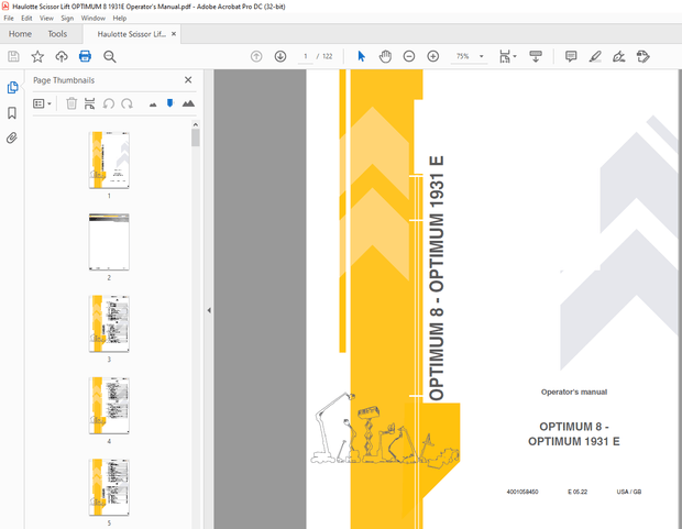 Haulotte Forklift OPTIMUM 8 – OPTIMUM 1931 E Operator’s manual – PDF DOWNLOAD