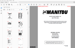 Manitou Forklift HYDRO-HAWK M2 30 H P C-PS P PL PXL PARTS MANUAL - PDF DOWNLOAD