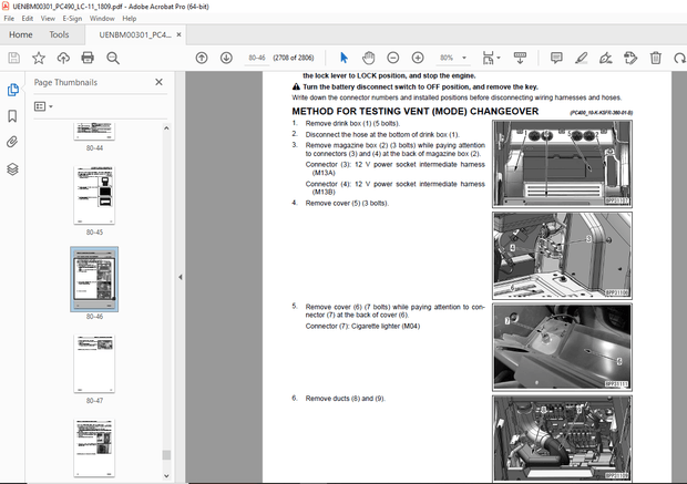 Komatsu PC490-11,PC490LC-11 Hydraulic Excavator Shop Manual UENBM00301 -  PDF DOWNLOAD