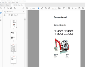 Wacker Neuson 1403 1503 1903 2203 Compact Excavator Service Repair Workshop Manual 1000081432 PDF 