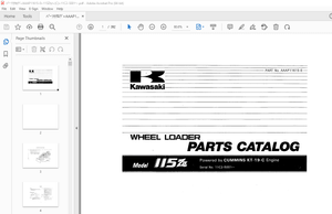 Kawasaki 115ZIV Wheel Loader Cummins KT-19-C Engine Parts Manual PDF