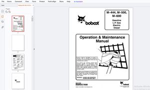 Bobcat M-444, M-500, M-600 Gasoline L.P. Gas Electric Diesel Operation &amp; Maintenance Manual 6509710 