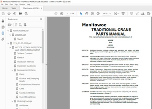 Manitowoc Traditional Crane 4000W Parts Manual 40599 – PDF DOWNLOAD