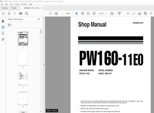 Komatsu PW160-11E0 Wheeled Excavator Repair Service Manual VENBM72001 - PDF DOWNLOAD