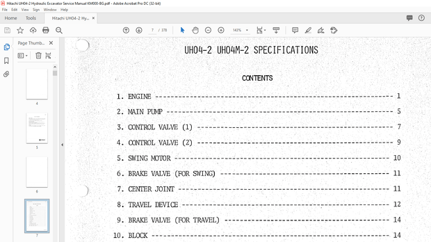 Hitachi UH04-2 Hydraulic Excavator Service Manual KM000-BG – PDF DOWNLOAD