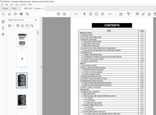 Maeda MINI-CRAWLER CRANE MK1033C-1 OPERATION MANUAL – PDF DOWNLOAD