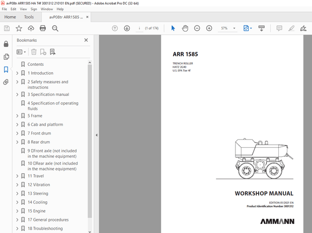 Ammann ARR 1585 Trench Roller Workshop Manual 3001312 - PDF