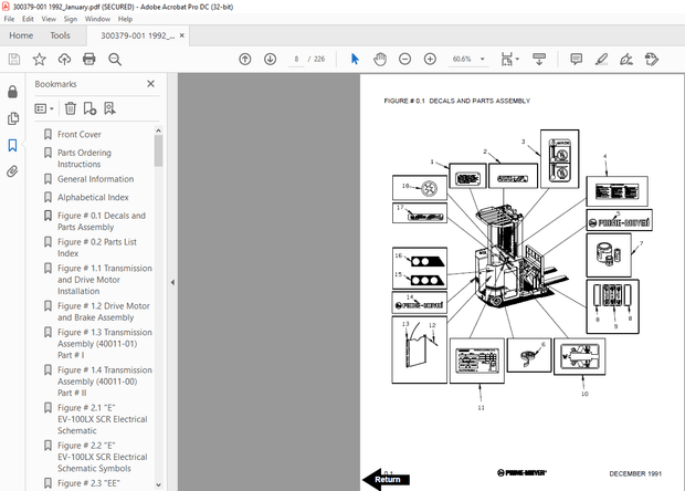 BT Prime-Mover Forklift RR-30C ELECTRIC REACH TRUCK PARTS MANUAL 9201 – PDF DOWNLOAD