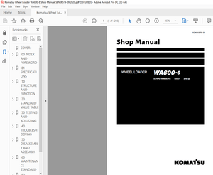 Komatsu WA600-8 Wheel Loader Shop Manual SEN06579-09 – PDF DOWNLOAD
