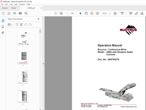 CAT Bucyrus Continuous Miner 25M3 with Simpson Radio Controls Operation Manual - PDF DOWNLOAD