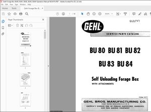 Gehl Forage Box BU80, BU81, BU82, BU83, BU84 Operators Manual 903547A – PDF DOWNLOAD