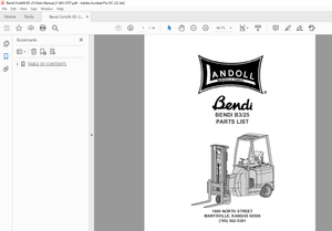 Bendi Landoll Forklift B3/25 Parts List Manual F-443-0707 –  PDF DOWNLOAD