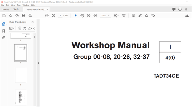 Volvo Penta TAD734GE Group 00-08, 20-26, 32-37 Workshop Manual_353523948 – PDF DOWNLOAD