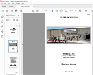 CAT Bucyrus MK35HE – PS Two Boom Articulated Hydraulic Jumbo Operator Manual SN S07-4510 – PDF 