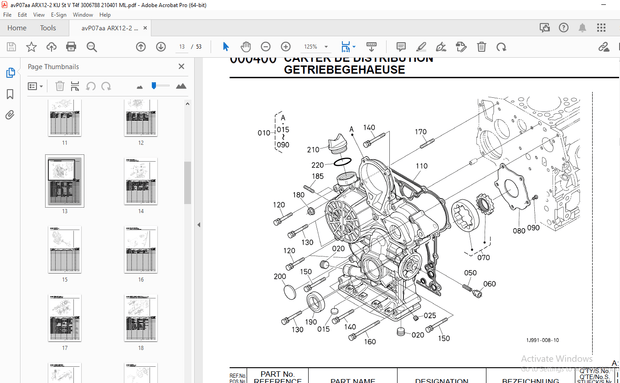 AMMANN KUBOTA D1105-E4B-AMN-2 DIESEL ENGINE PART MANUAL PDF 