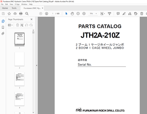 FURUKAWA JTH2A-210Z 2 BOOM 1 CAGE WHEEL JUMBO Parts Manual PDF DOWNLOAD