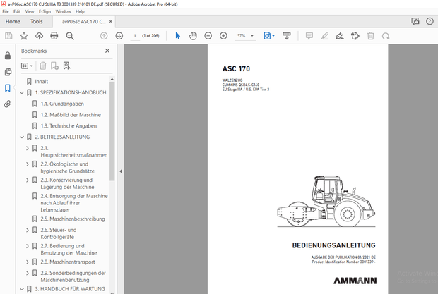 AMMANN ASC 170 WALZENZUG BEDIENUNGSANLEITUNG 3001339 - PDF DOWNLOAD