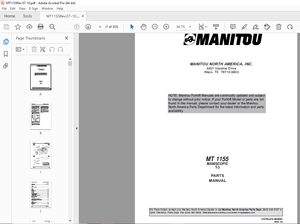 Manitou Forklift MT 1155 MANISCOPIC T-3 Parts Manual – PDF DOWNLOAD