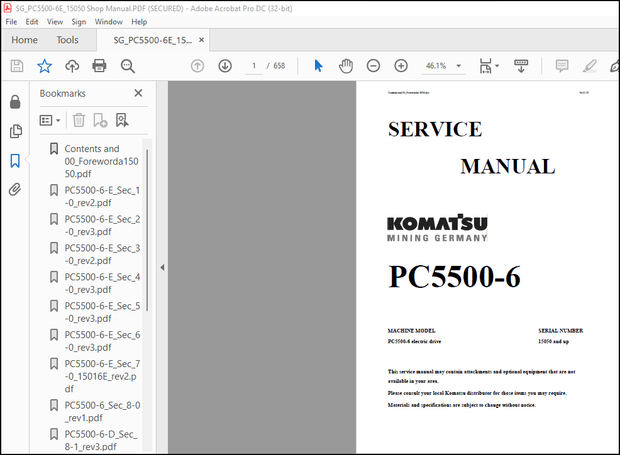 Komatsu Mining Germany PC5500-6 Service Manual – PDF DOWNLOAD