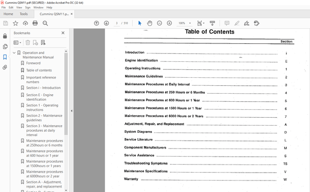 Cummins QSM11 Engine Marine and Industrial Operation &amp; Parts Manual – PDF DOWNLOAD